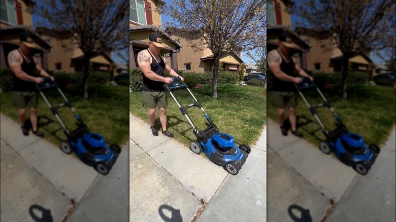 man mowing the lawn