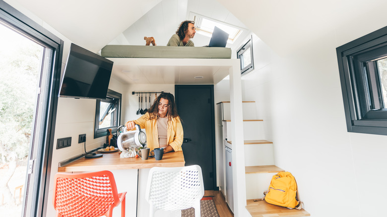 couple in tiny home