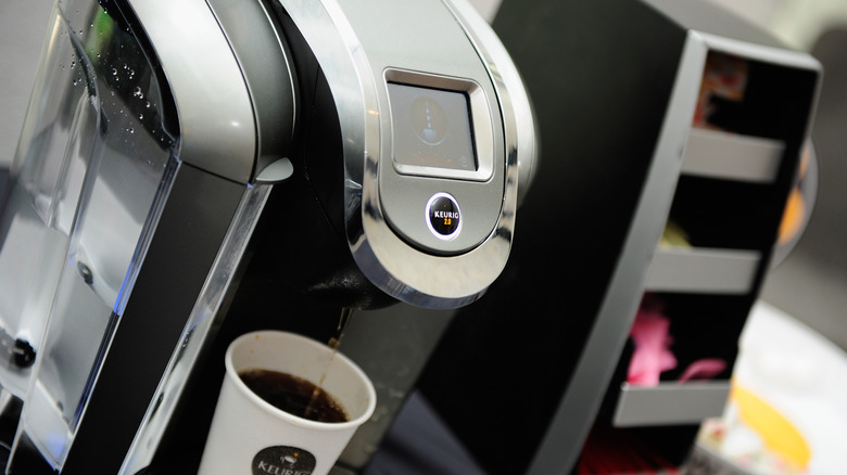 Keurig brewing coffee