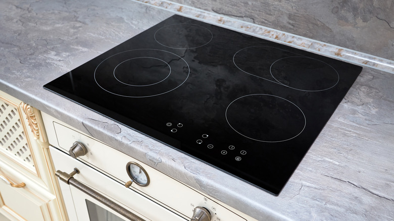 Ceramic stovetop on a gray countertop