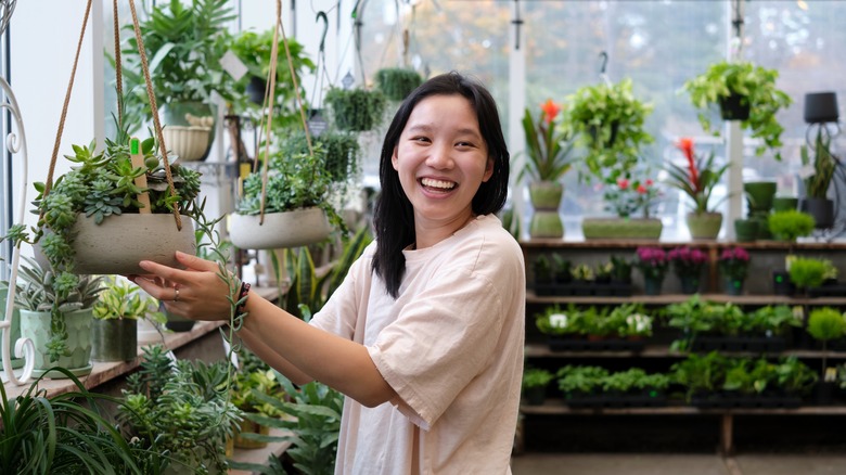 Person buying plants