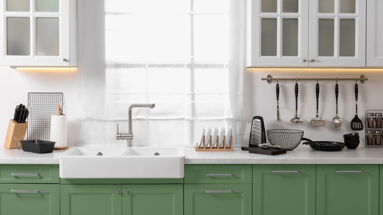 Kitchen interior with colorful cabinets