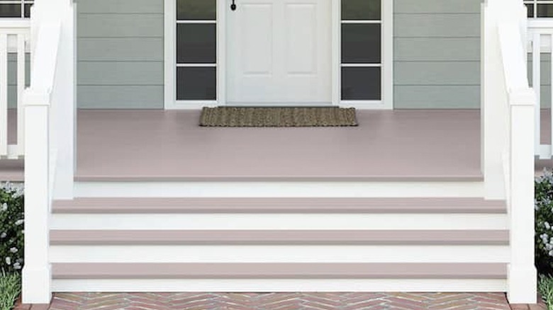 Mauve colored front porch