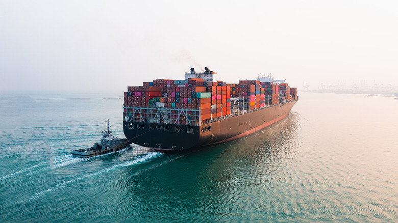 Cargo ship in water