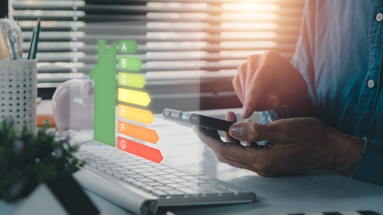 Person calculating energy costs