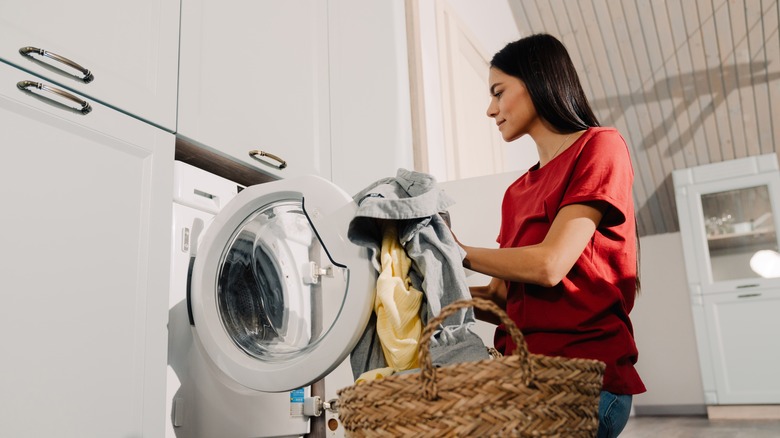 Woman doing laundry