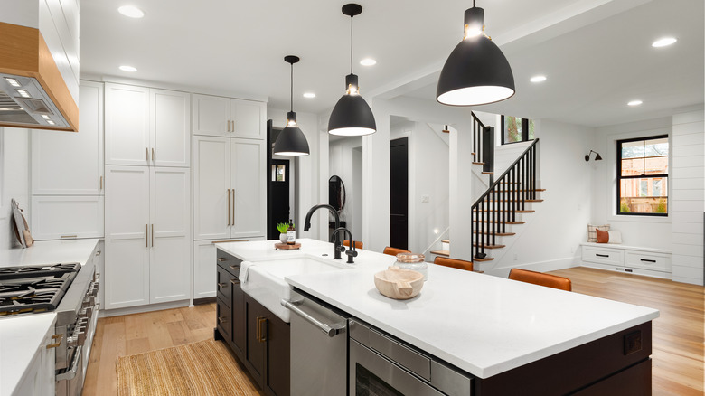 kitchen with overhead lighting