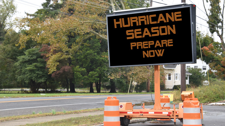 sign warning of hurricane season