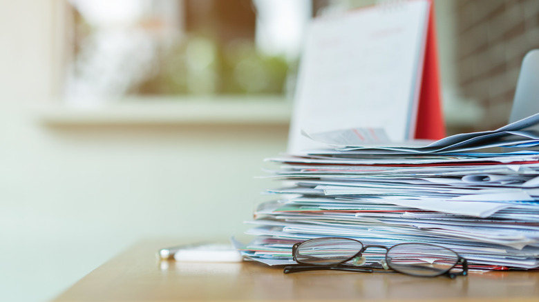 receipts in a pile