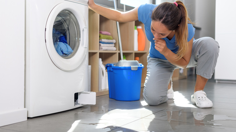 Clothes are put into washer