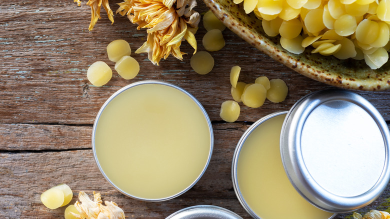 Homemade honey lip balm