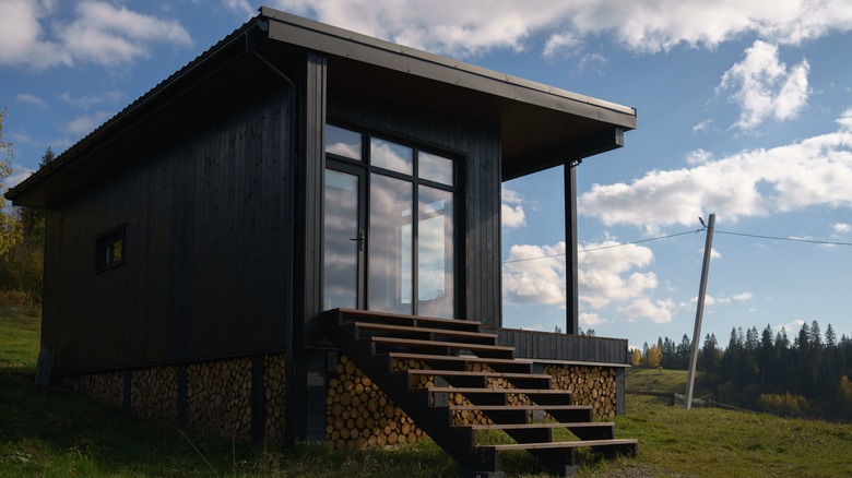 black tiny house