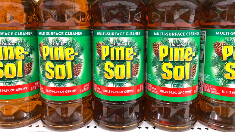 Pine-Sol bottles on store shelf