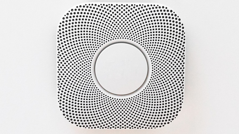 Smart smoke alarm on ceiling