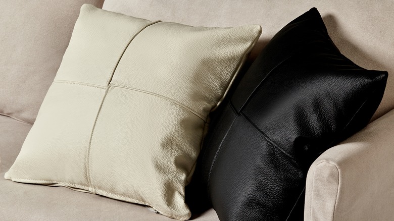 black and white leather pillows