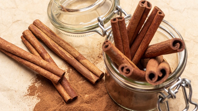 cinnamon sticks in jar