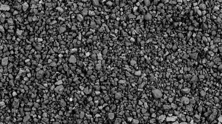 Close-up photo of black gravel stones.