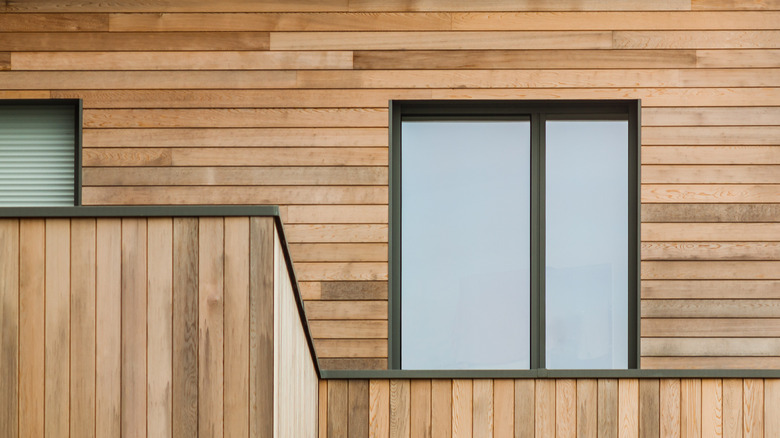 House with exterior wooden cladding