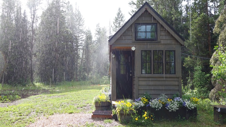 tiny home in rainy weather