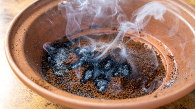 Burned coffee grounds