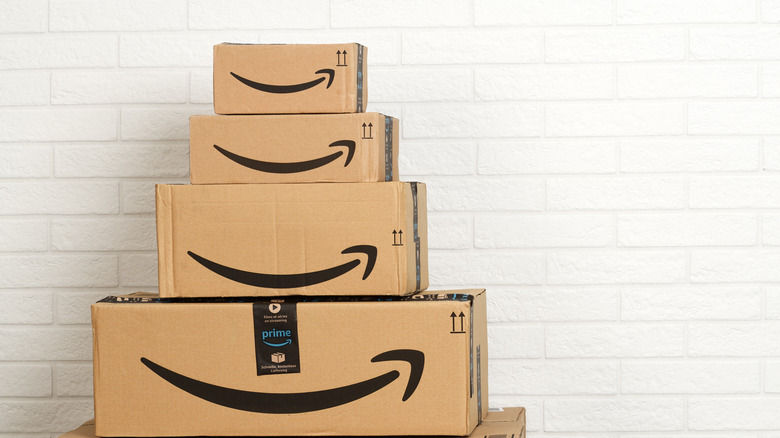 stacked Amazon Prime boxes