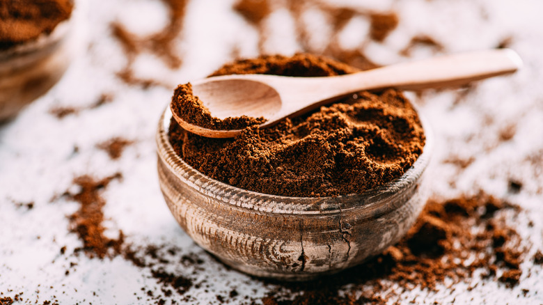 Bowl of coffee grounds