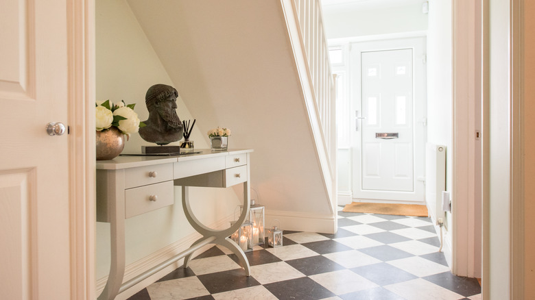 Entry hall with white walls