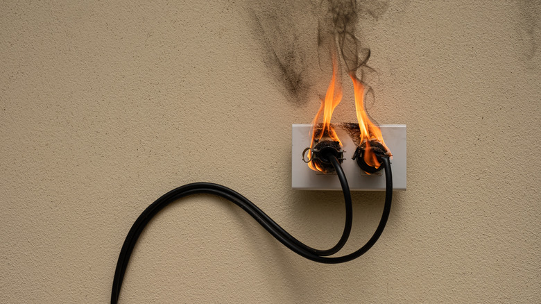 electrical outlet on fire