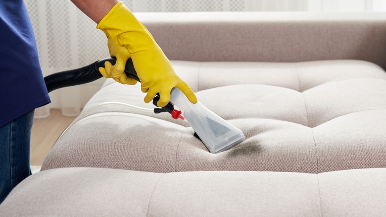 Cleaning a white couch