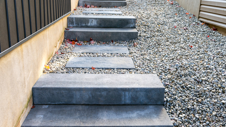 Pea gravel walking path