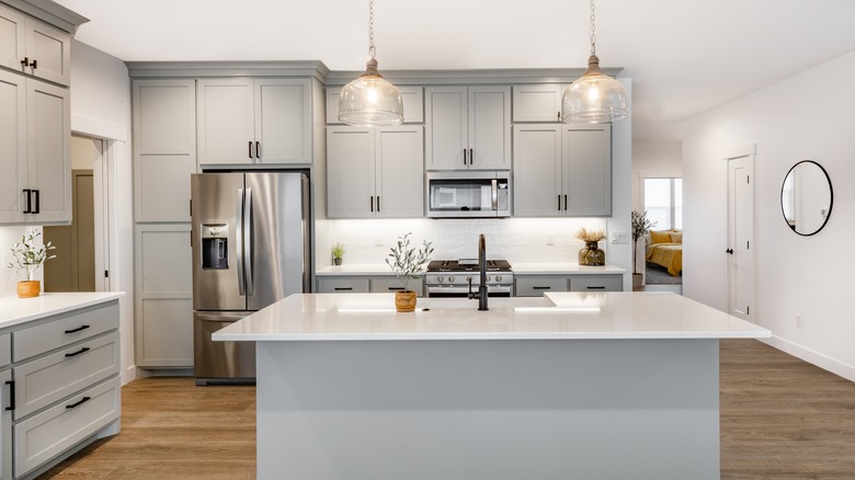 kitchen with bright lighting