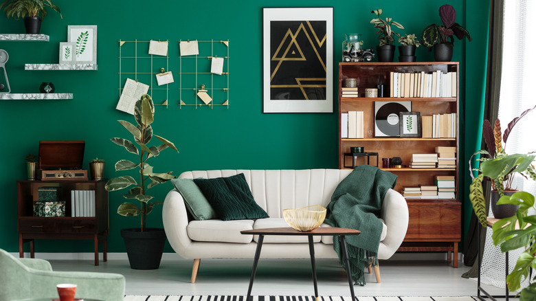 Living room with green theme