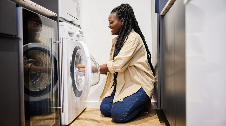 Woman doing laundry