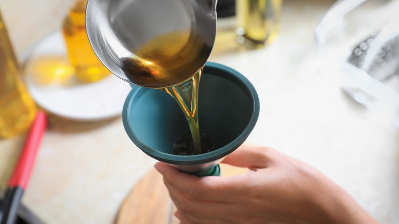 pouring vegetable oil