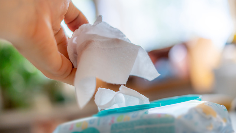 box of baby wipes on counter