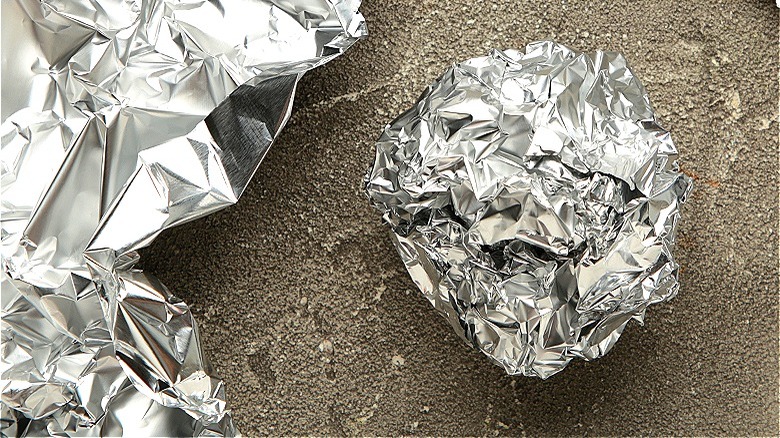 Crumpled aluminum foil balls