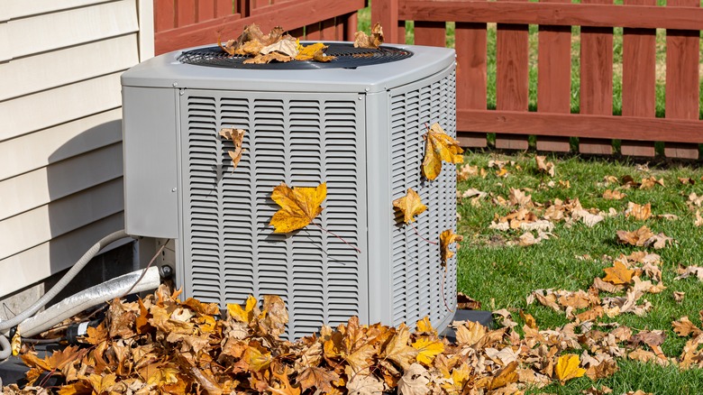 leaves on hvac unit