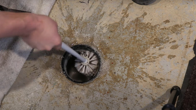 Cleaning basement floor drain