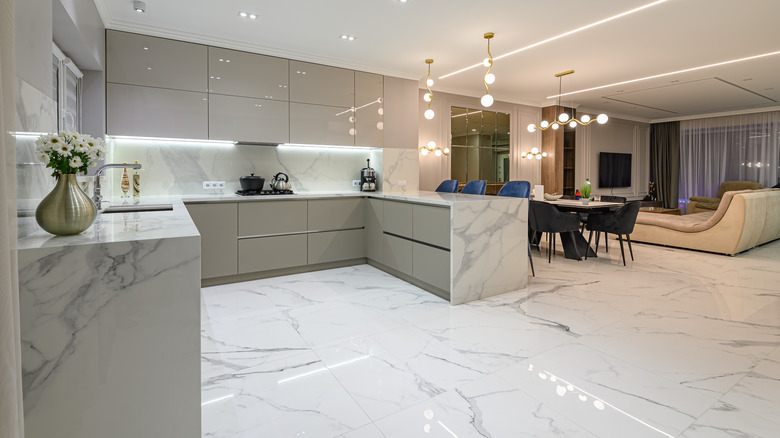 modern white marble kitchen