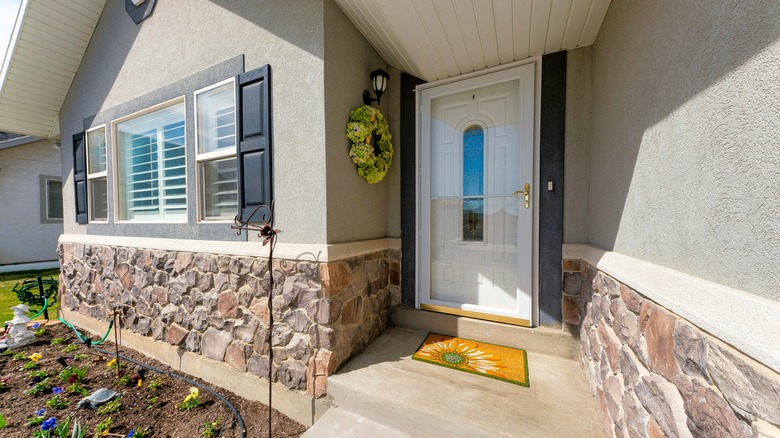 Home entrance with storm door