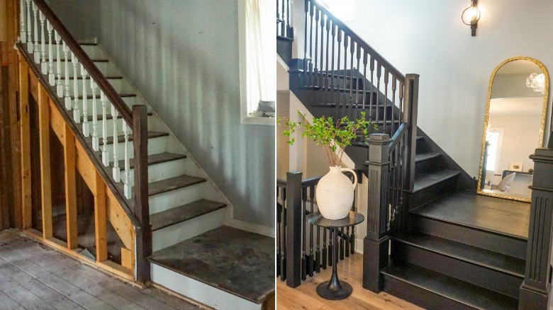 Before and after shot of stairs