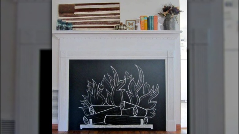 Fun fireplace chalkboard