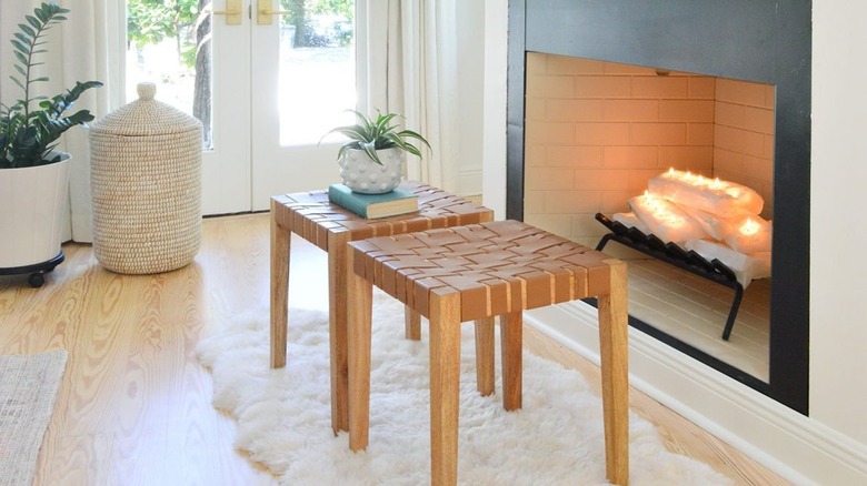 Fireplace with crystal logs