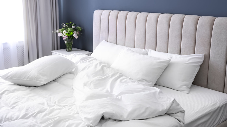 White pillows on bed