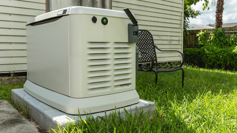 Standby generator in backyard