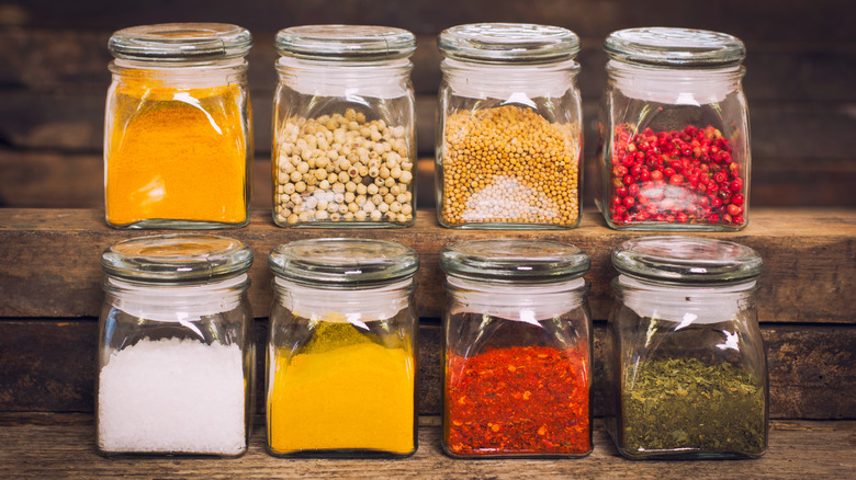 variety of spices in jars