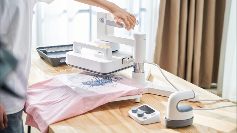 Using heat press on shirt