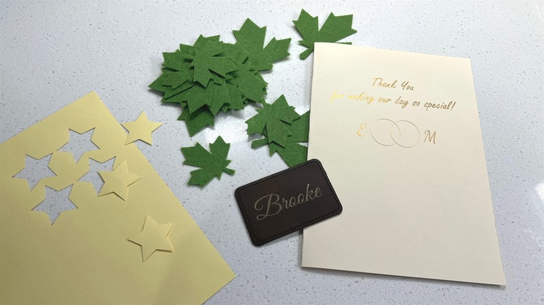 Die cut leaves stars and card