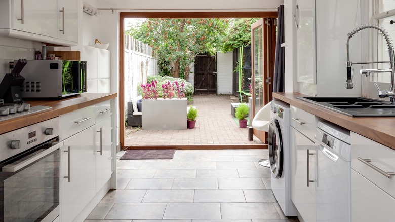 open patio door in kitchen