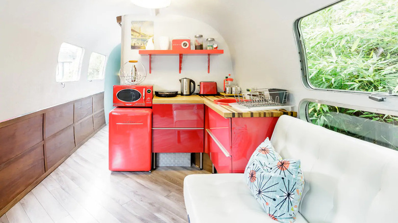 Interior of Airstream Airbnb